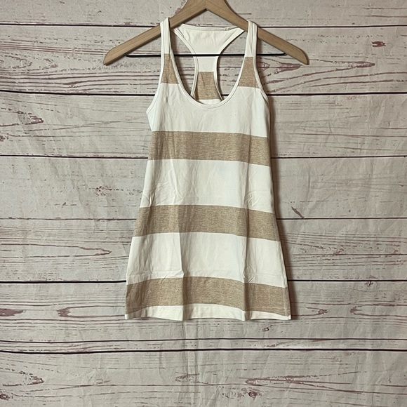 lululemon athletica Tops - Lululemon Cool Racerback Stroll Stripe Heathered Cashew White / White